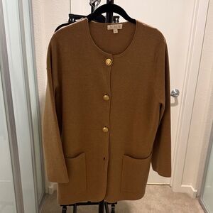 J. Crew Camel Brown Button-Front Pocket Cardigan